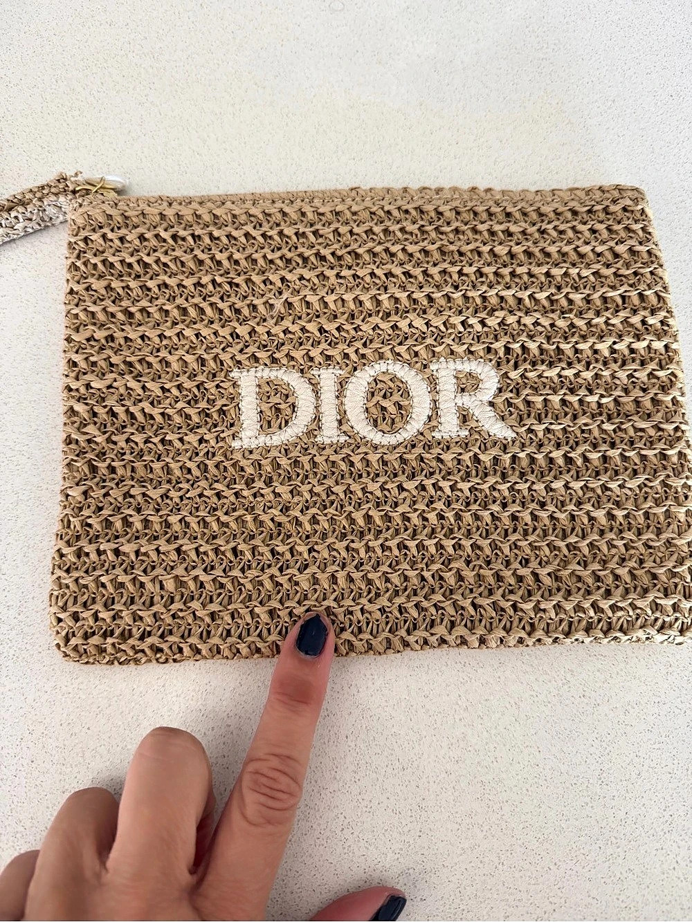 Dior Beauty Raffia Pouch Brown